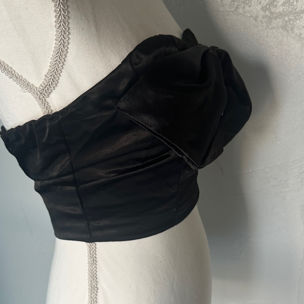 Nasty Gal Black Satin Crop Top - Picture 9 of 14